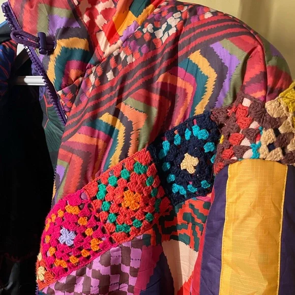 FARM Rio Reversible Patchwork Puffer Jacket with Crochet - Picture 8 of 10